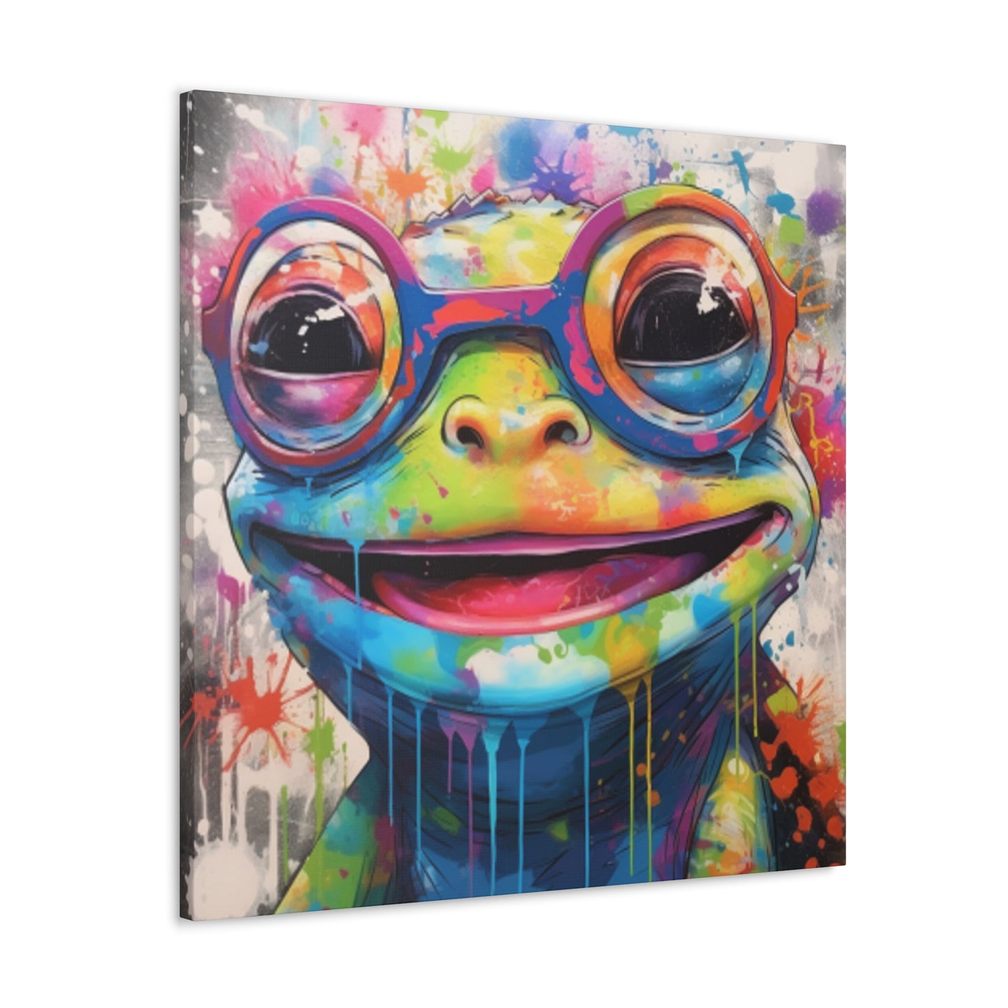 Happy Frog In Glasses Painting - Large Wall Art