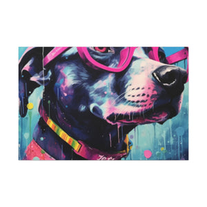 Dog With Style In Large Pink Glassses - Large Wall Art