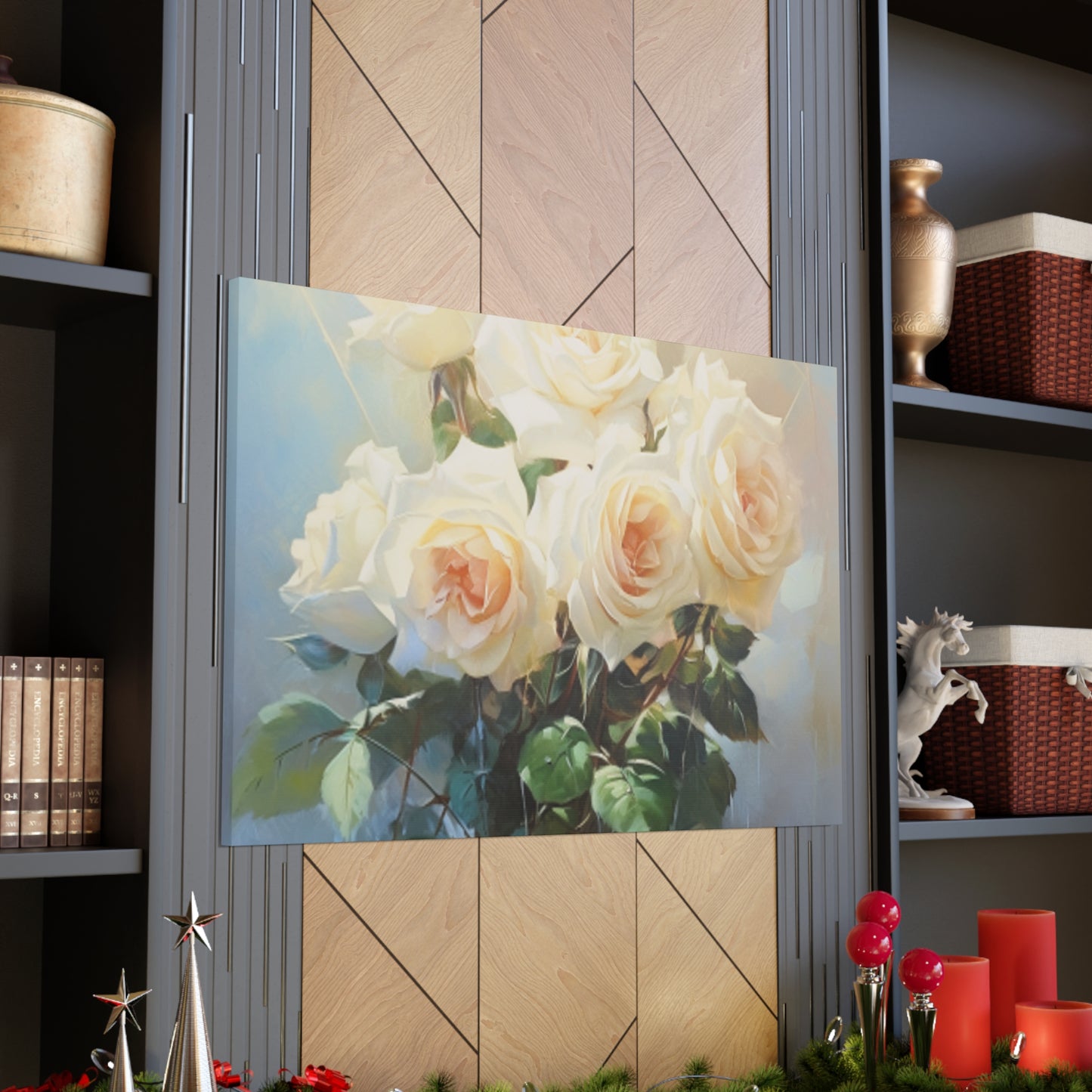 Long Stem White Roses- Large Wall Art