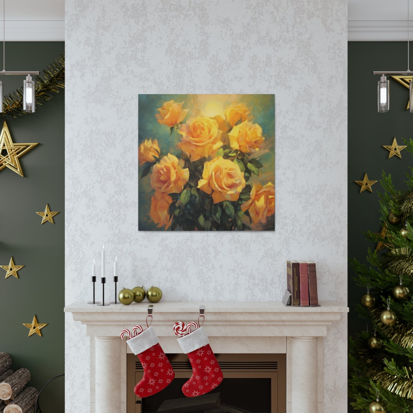 A Bouquet Of Many Blooming Yellow Roses- Large Wall Art