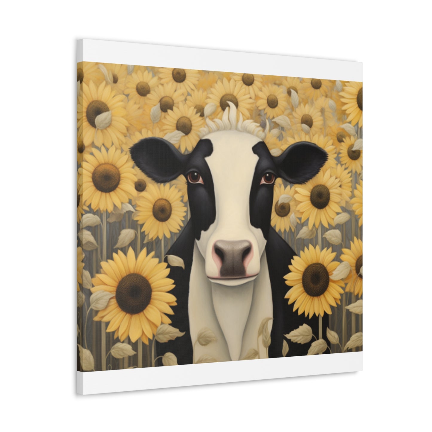 Pretty Cow Blending In With Sunflowers - Large Wall Art