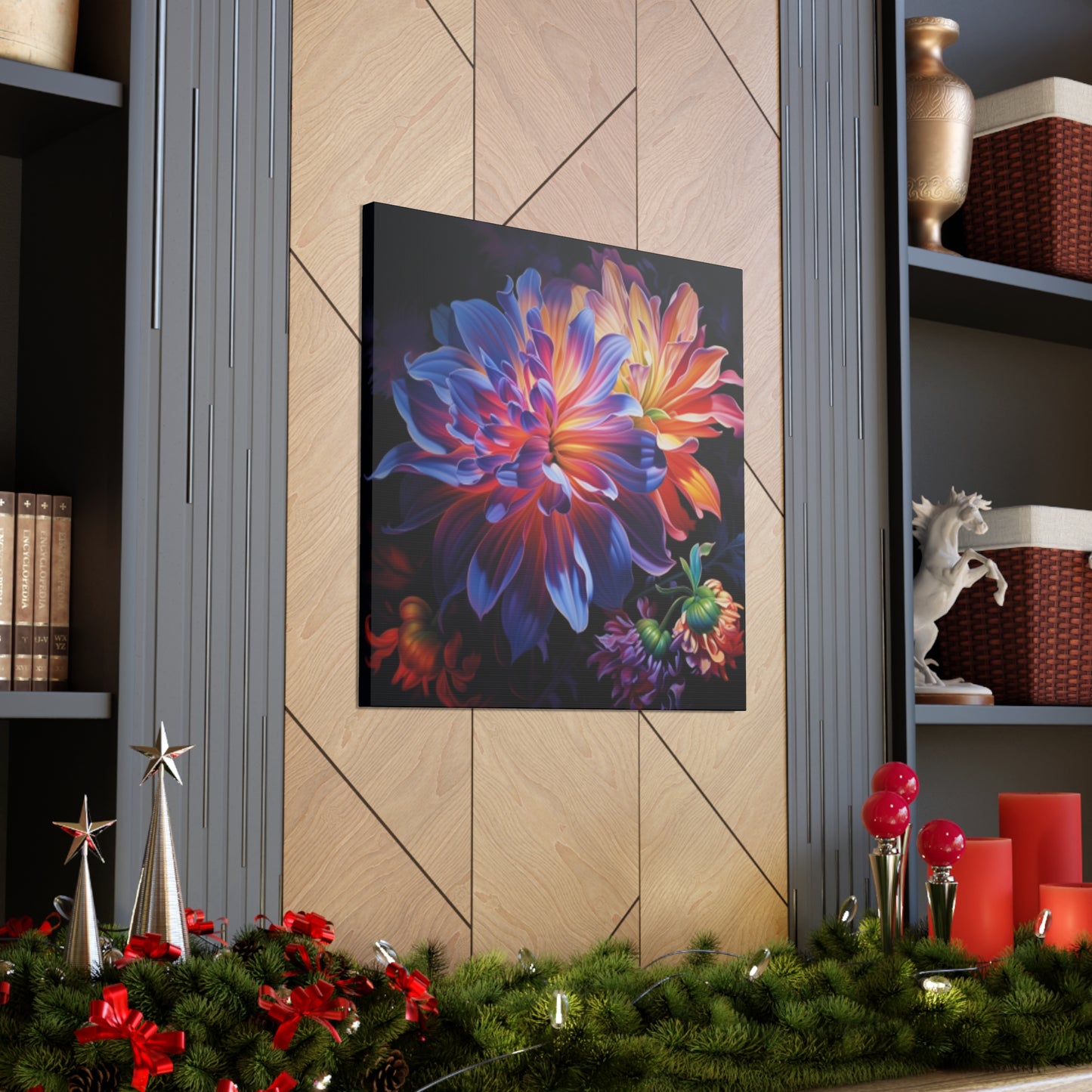 Fully Bloomed Glowing Flowers - Large Wall Art