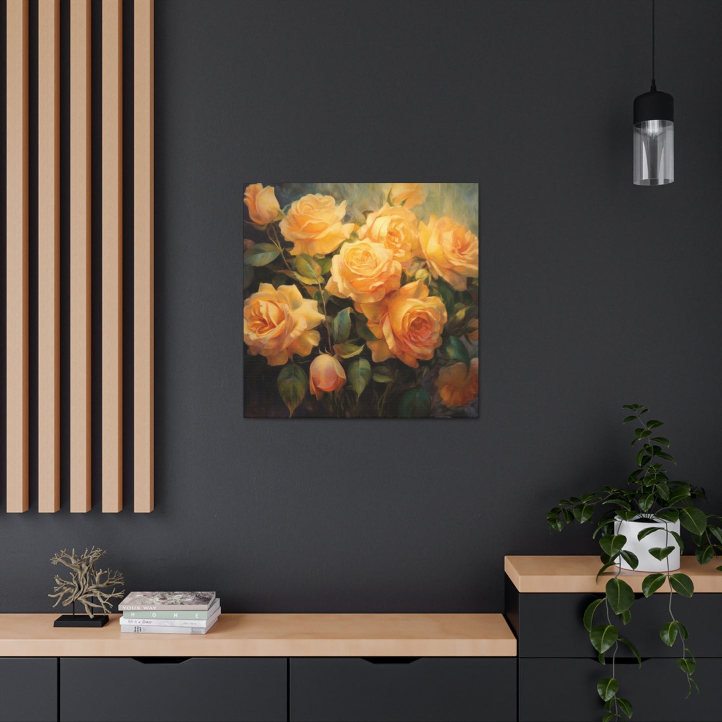 Golden Yellow Roses In Sunlight - Large Wall Art