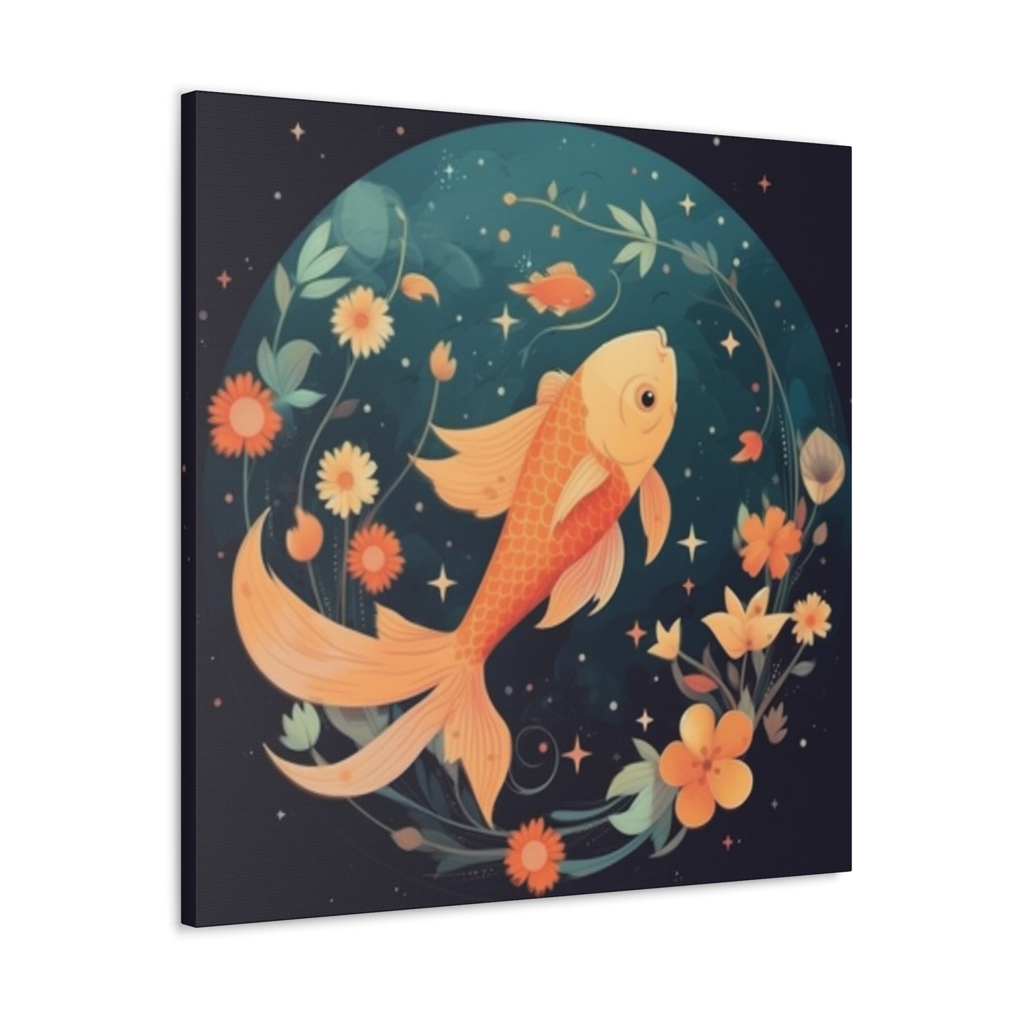 Lofi Style Pisces, Fish And Flowers - Large Wall Art