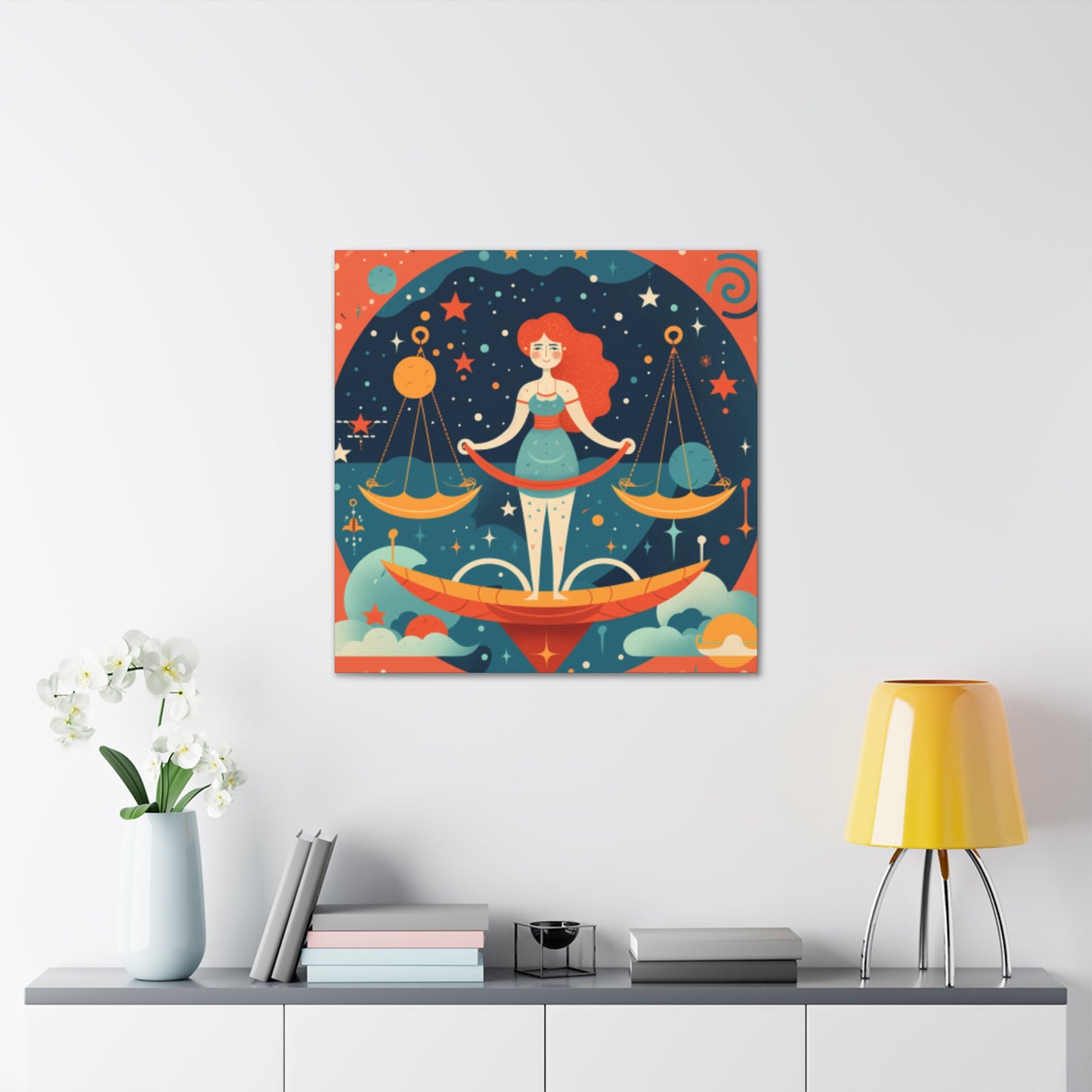 Cute Lofi Style Libra In The Stars - Large Wall Art