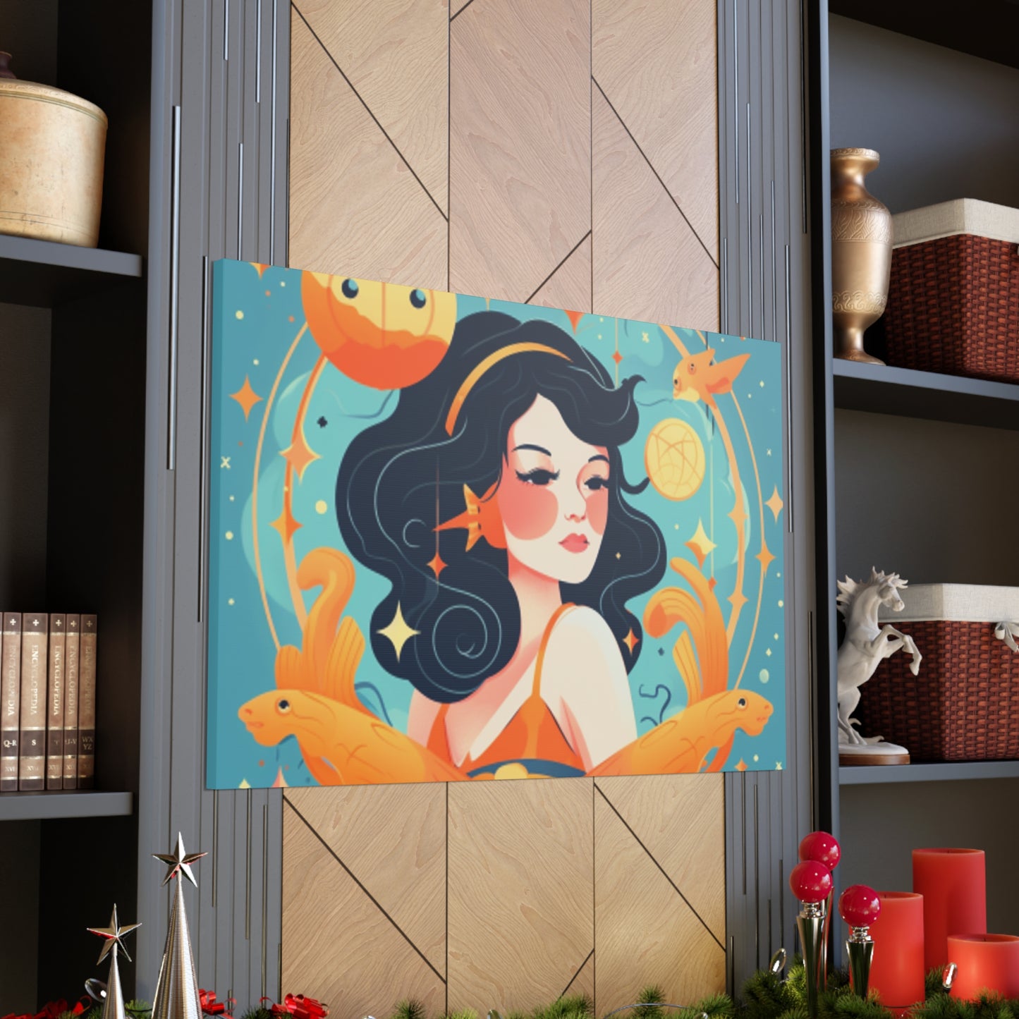 Lofi Style Aquarius Dreaming Of Her Fishy Friends- Large Wall Art