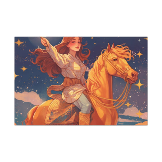 Lofi Magic, Boho Girl And Her Horse - Large Wall Art