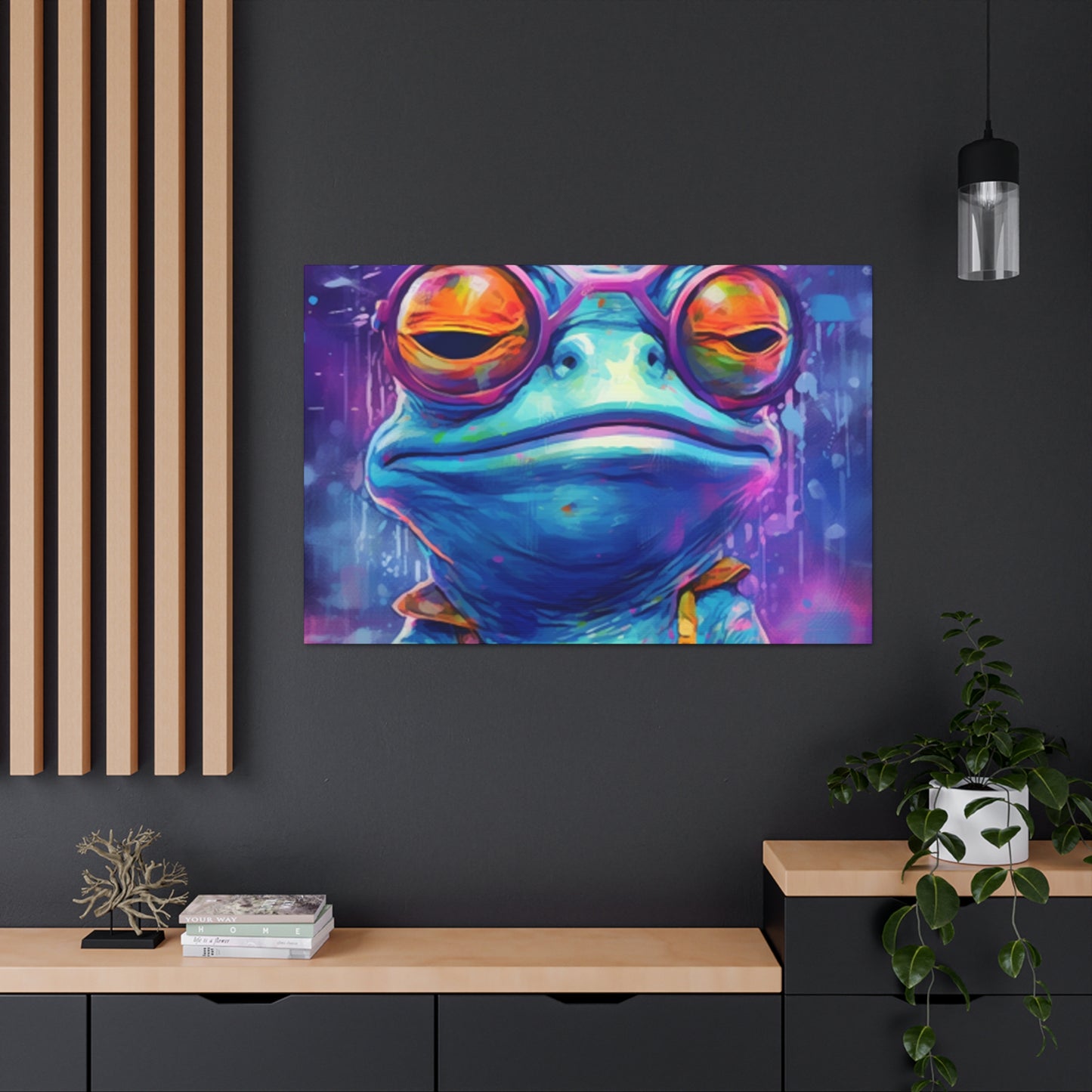 Totally Groovy Blue Frog In Glasses - Large Wall Art