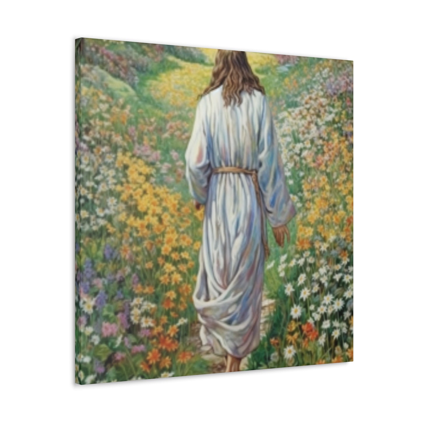 Walk With Jesus, A Path Through Endless Flowers- Large Wall Art