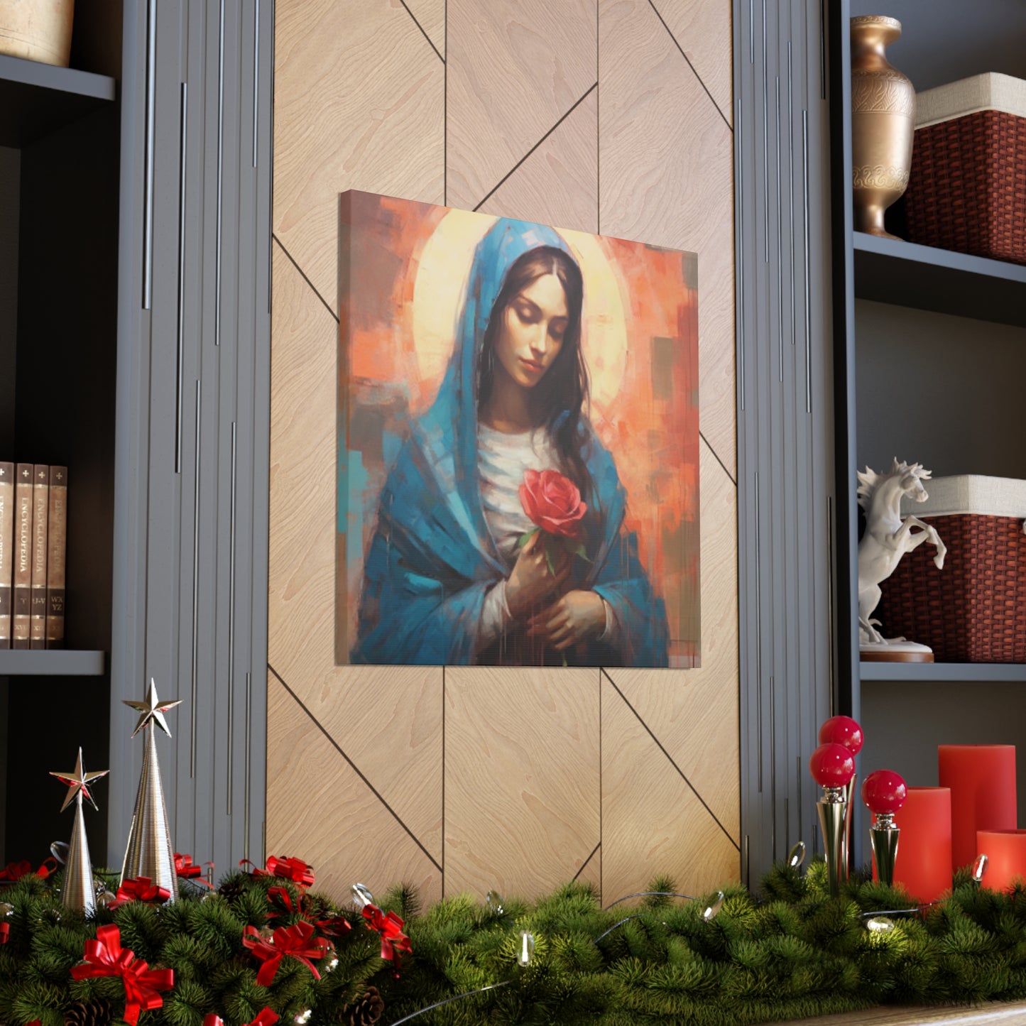 Kind Mother Mary With Golden Glow - Large Wall Art