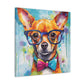 Nerdy Chihuahua In Blue Glasses And Bow Tie - Large Wall Art