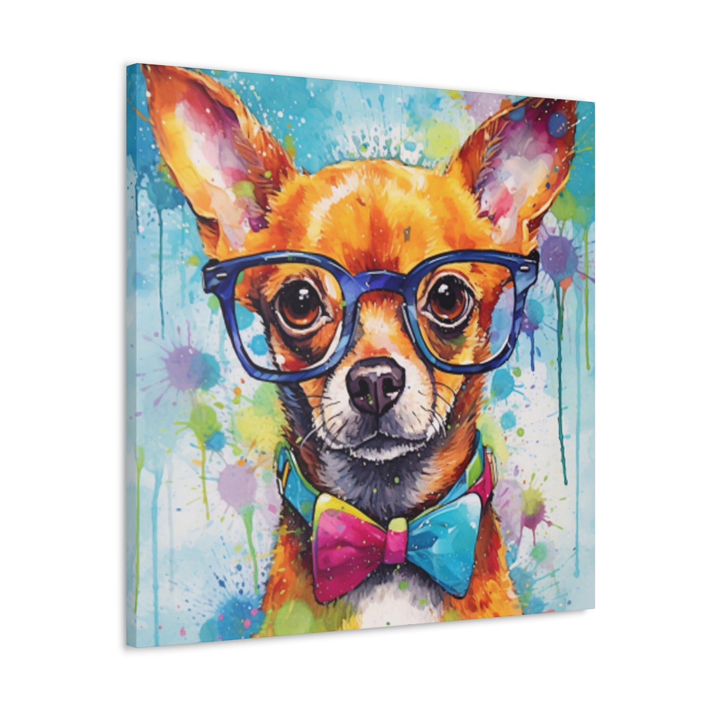 Nerdy Chihuahua In Blue Glasses And Bow Tie - Large Wall Art