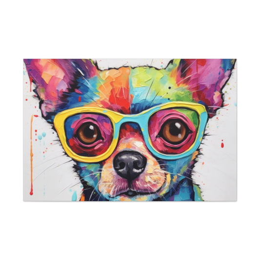 Rainbow Colored Chihuahua, In Multi Colored Glasses  - Large Wall Art