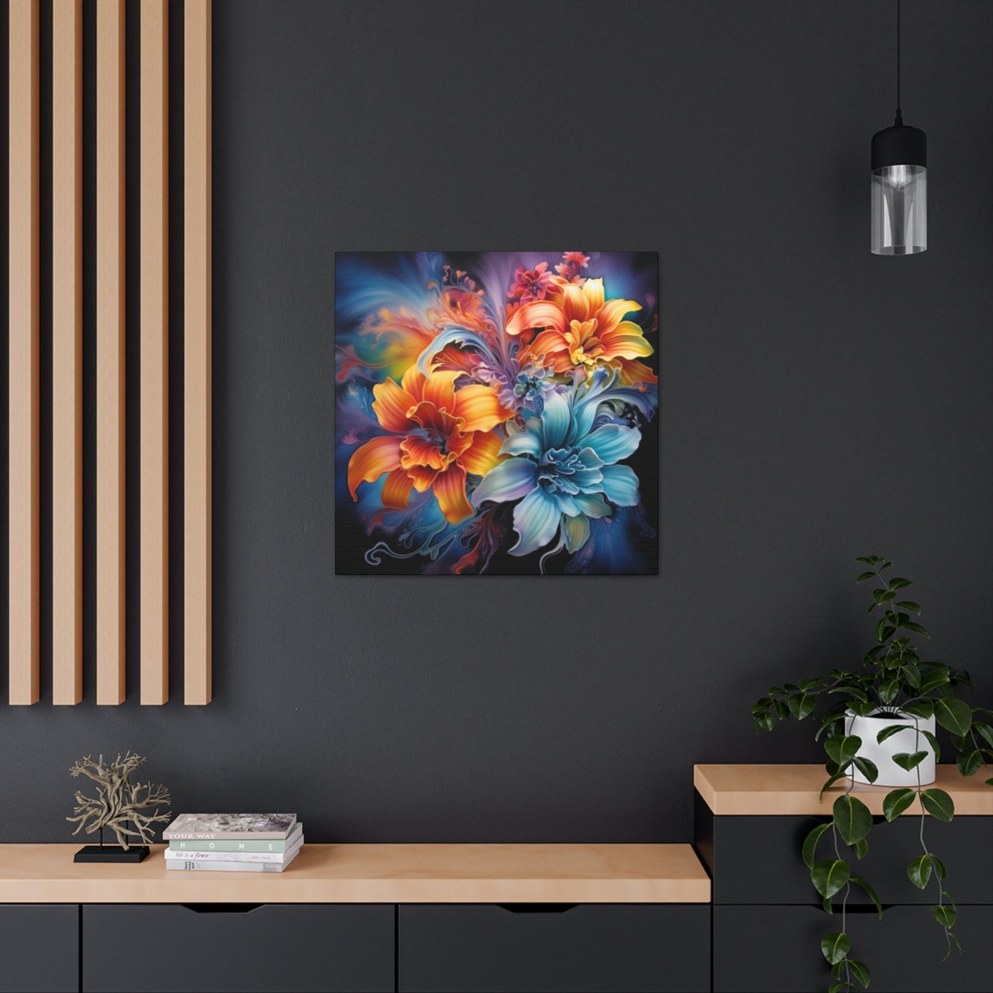 Soft Psychedelic, Glowing Flowers  - Large Wall Art