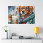 Dog In Glasses Taking A Lunch Break In The Snow- Large Wall Art