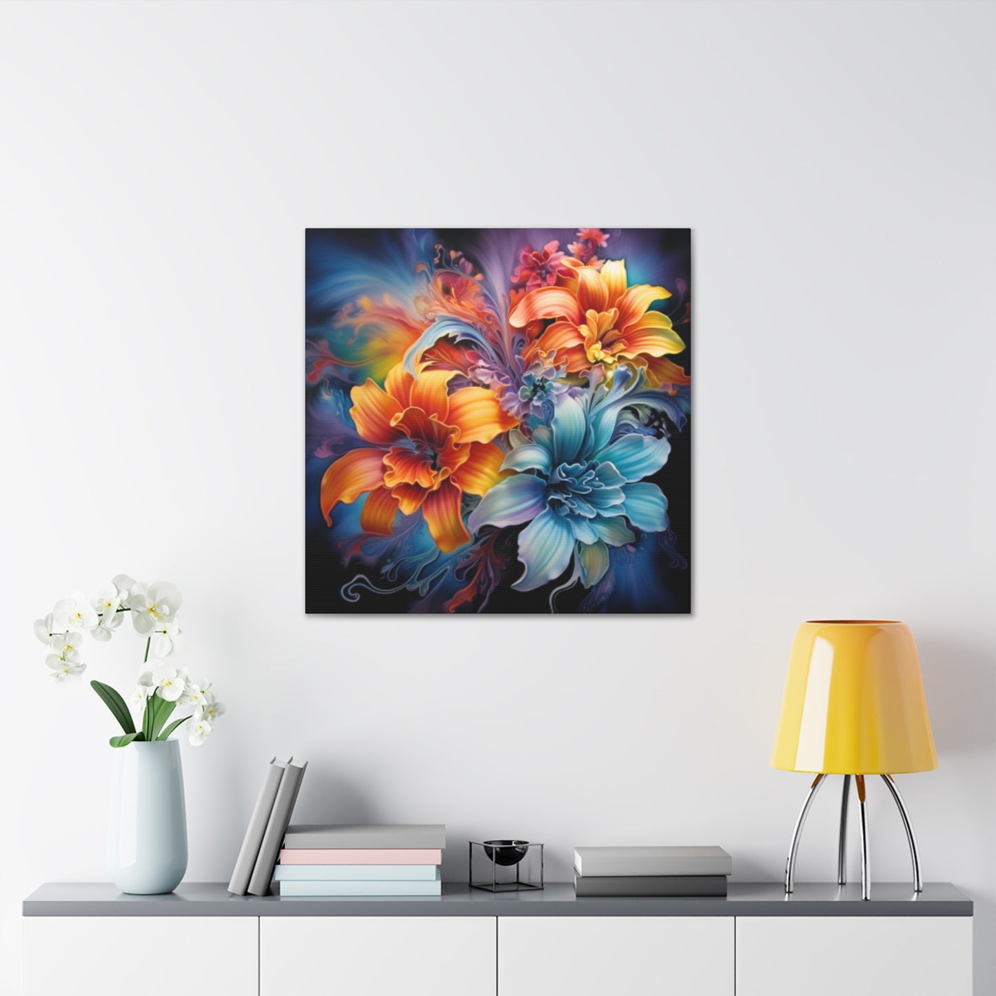 Soft Psychedelic, Glowing Flowers  - Large Wall Art