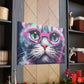Kitty With A Purple Glow And Purple Glasses - Large Wall Art