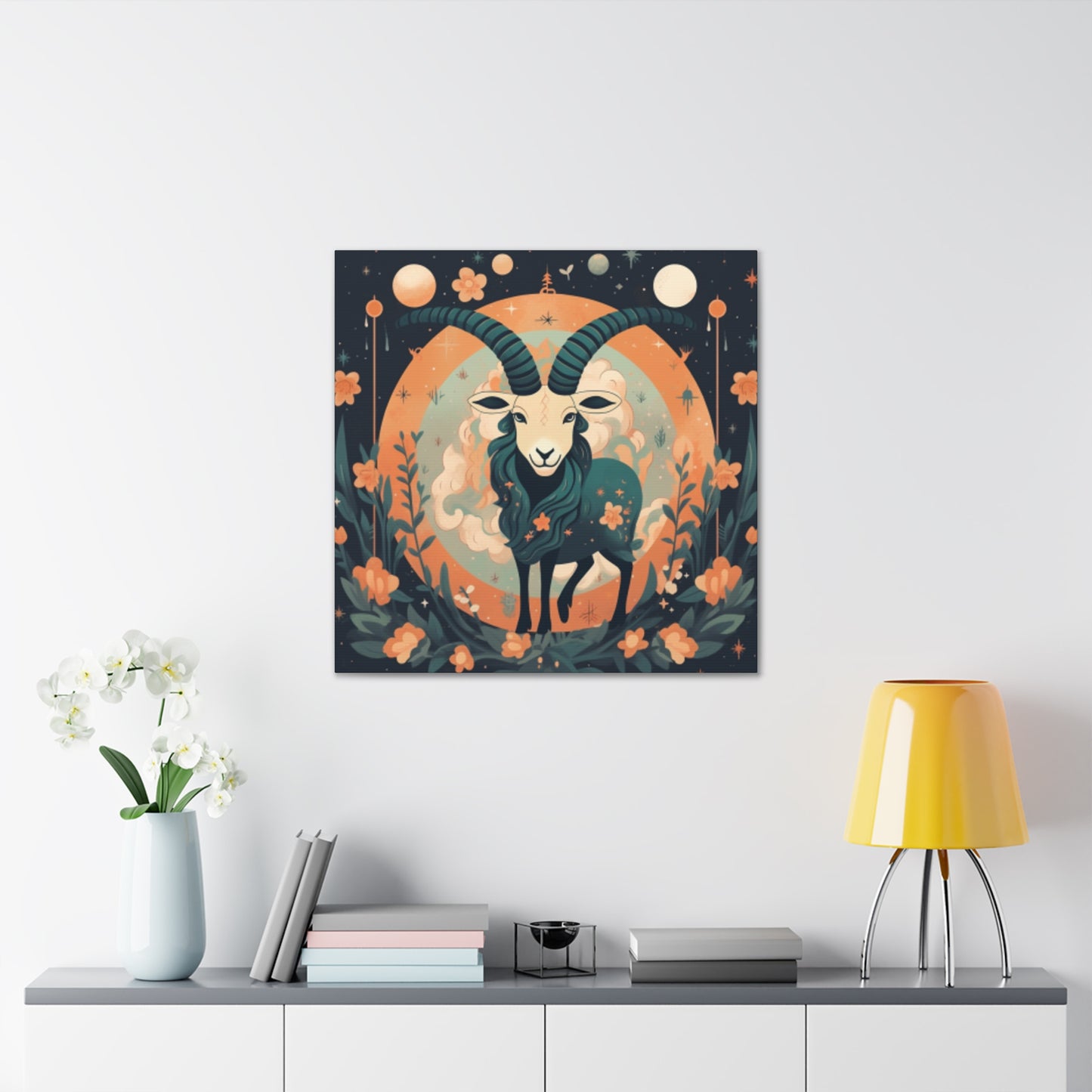 Capricorn Lofi Style At Night- Large Wall Art