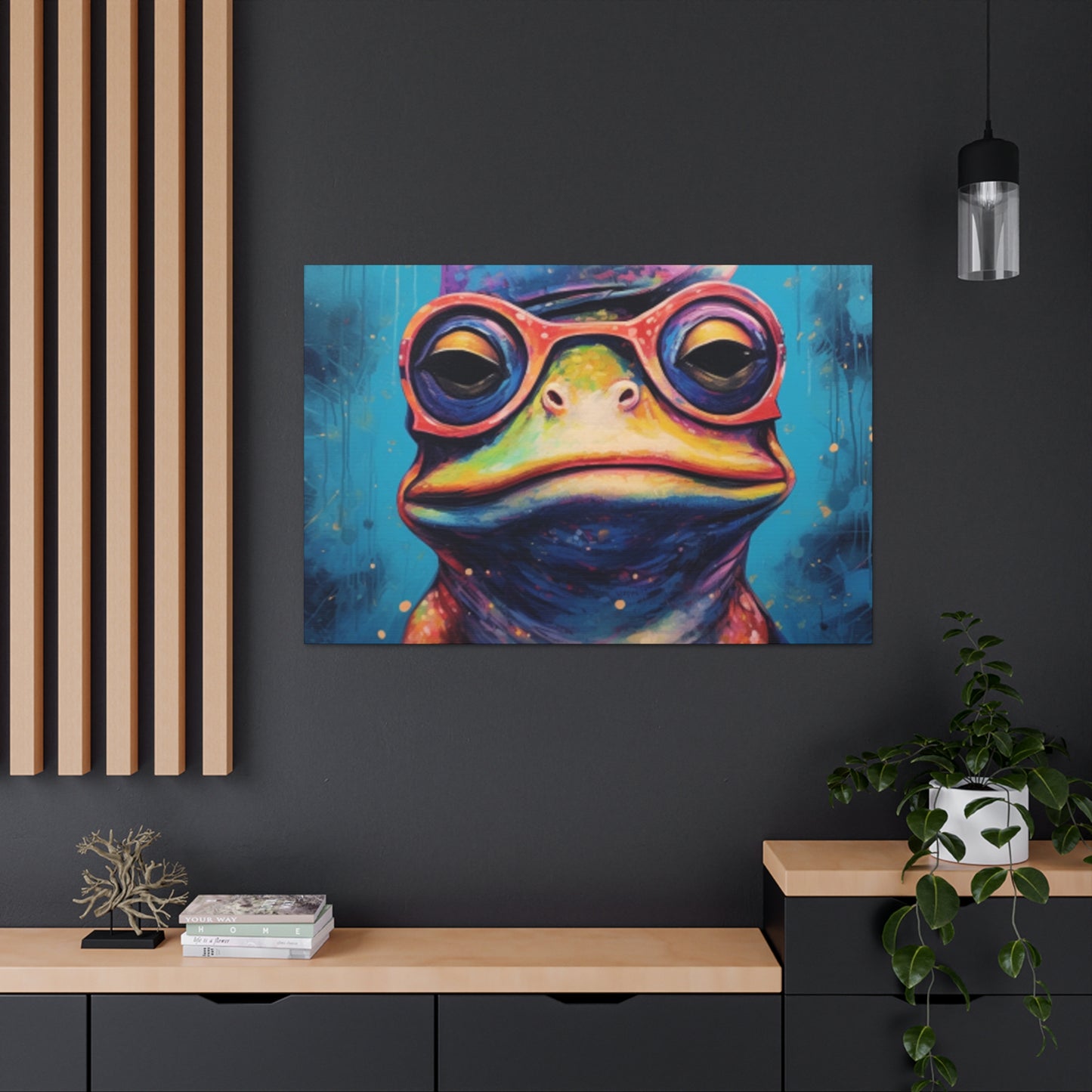 Sleepy Frog In Glasses - Large Wall Art