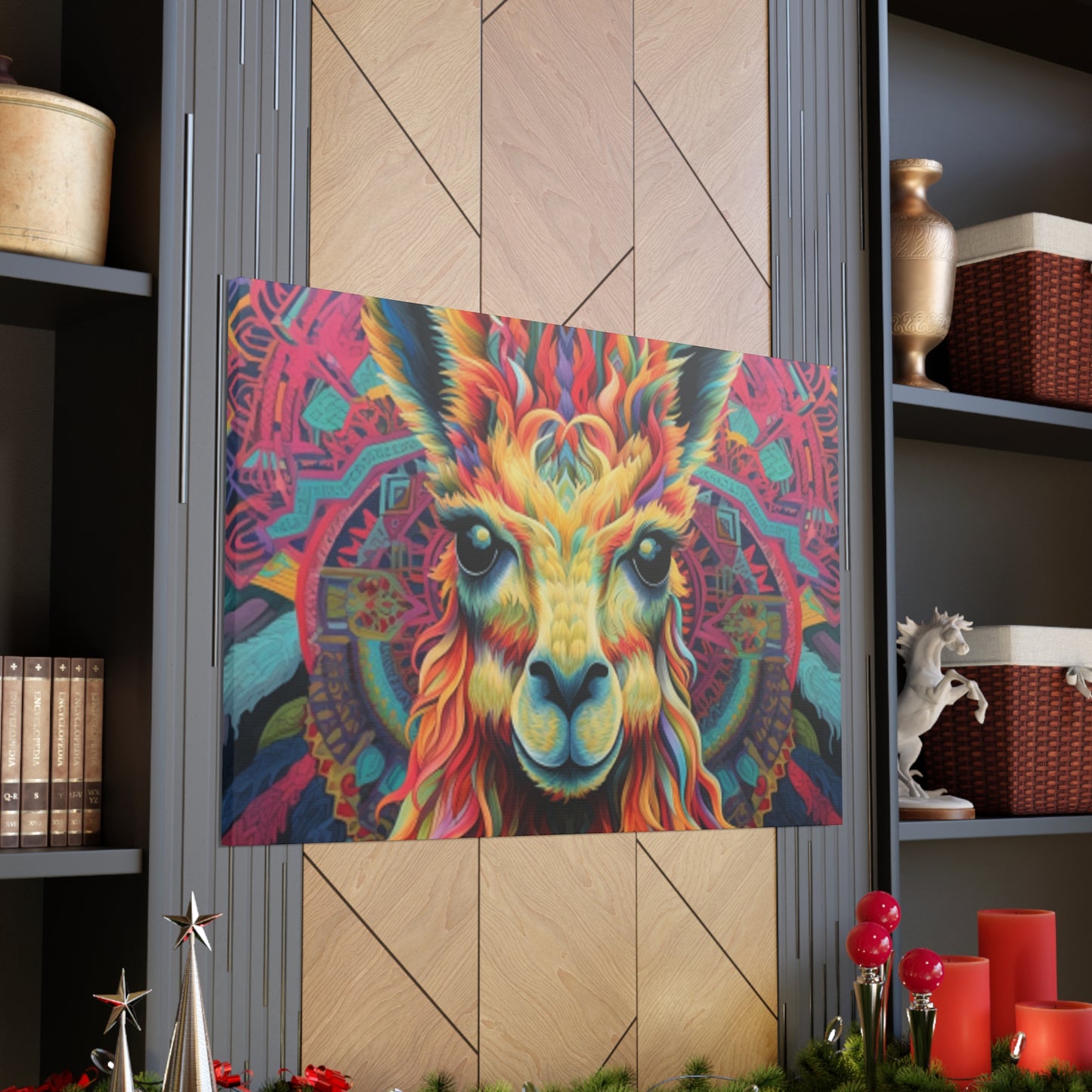 So Much Color Drama On This Llama- Large Wall Art