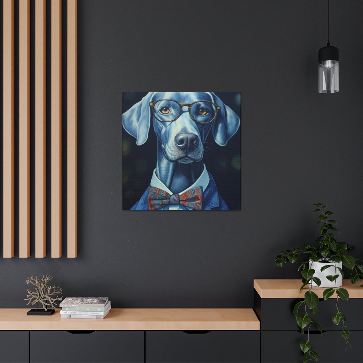 Feeling Happy But Looking Blue, Dog In Glasses - Large Wall Art