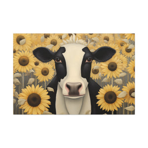 Pretty Cow Blending In With Sunflowers - Large Wall Art