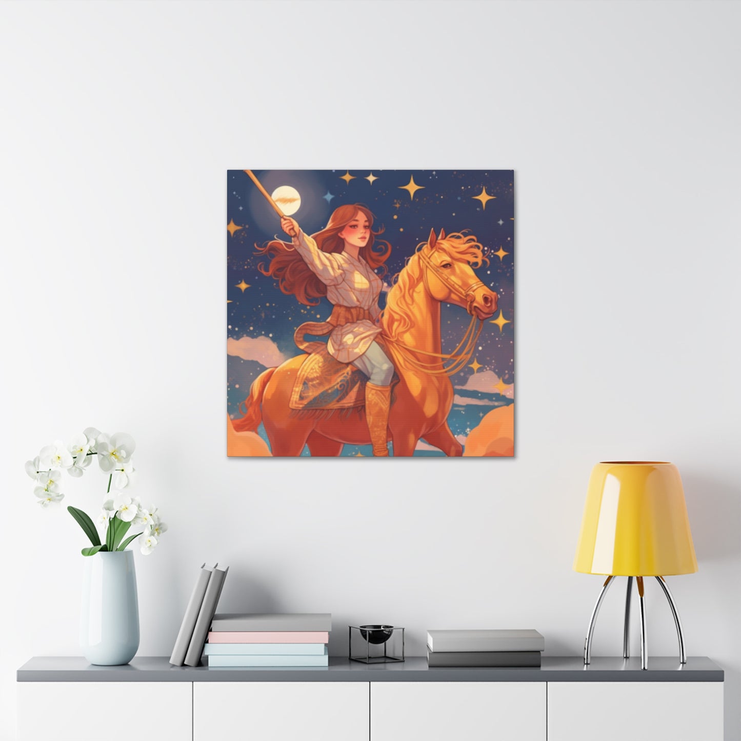 Lofi Magic, Boho Girl And Her Horse - Large Wall Art