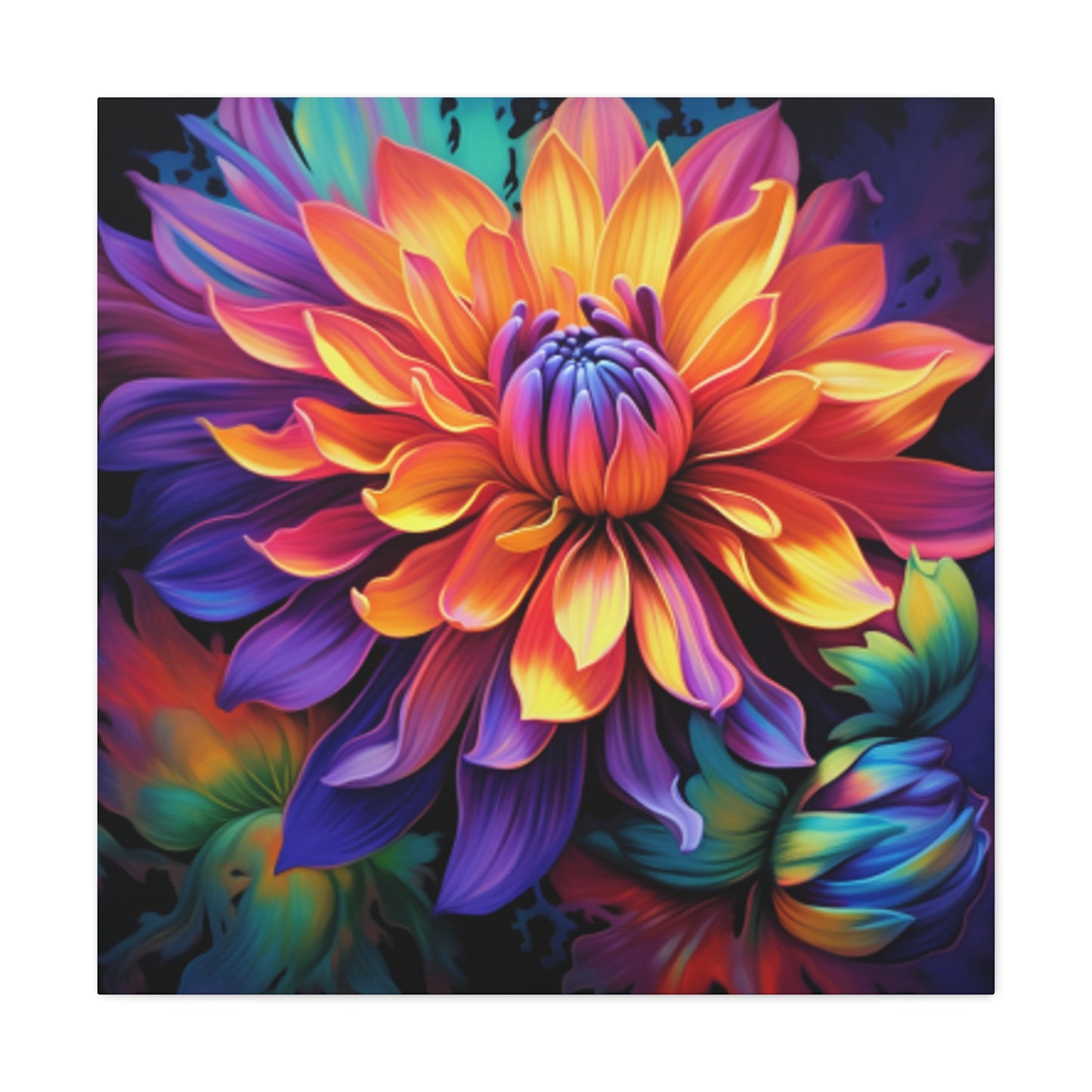 Glowing Multi Colored Flower In Bloom - Large Wall Art