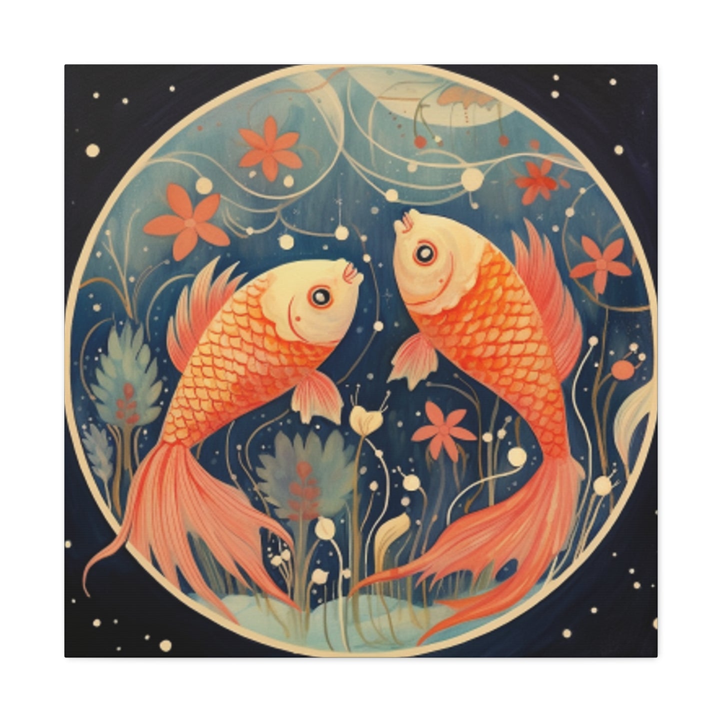 Lofi Astrology Peaceful Pisces Fish - Large Wall Art