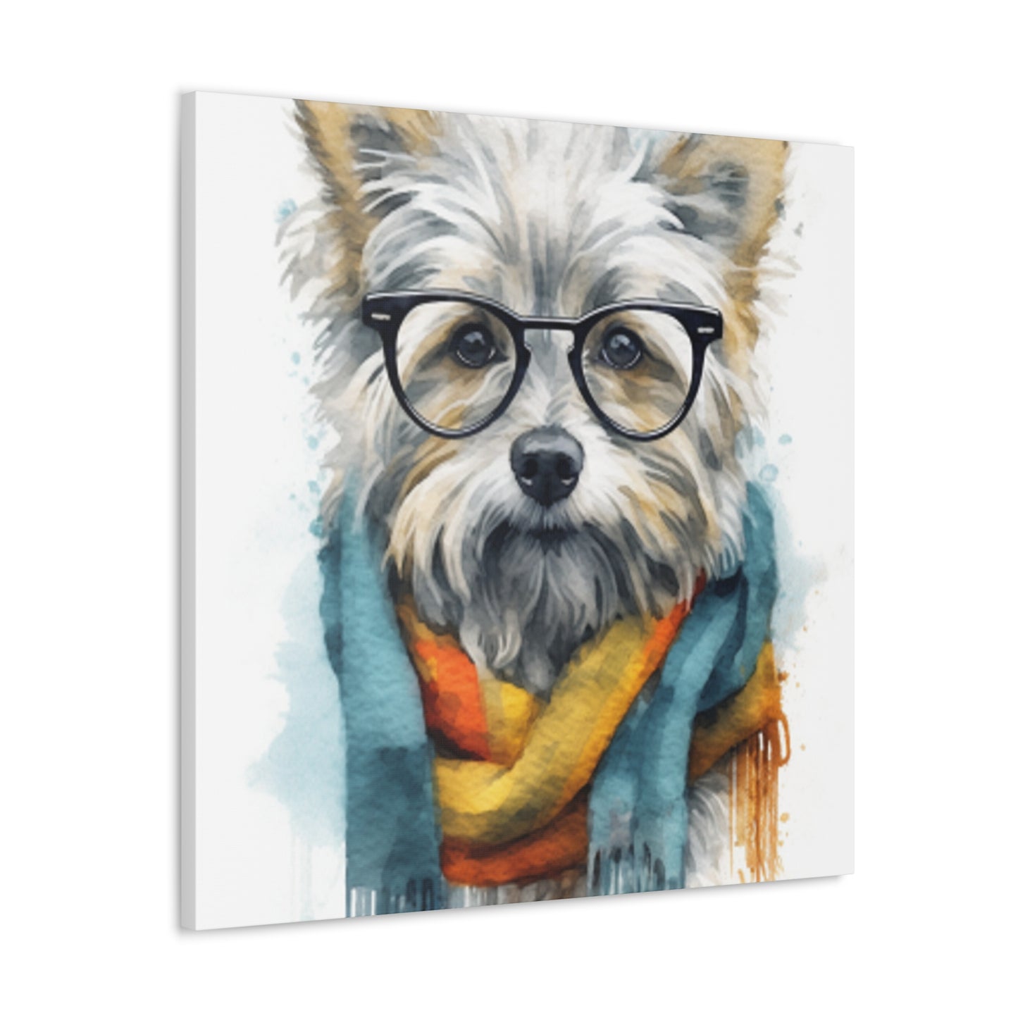 Smart Dog In Colorful Scarf - Large Wall Art