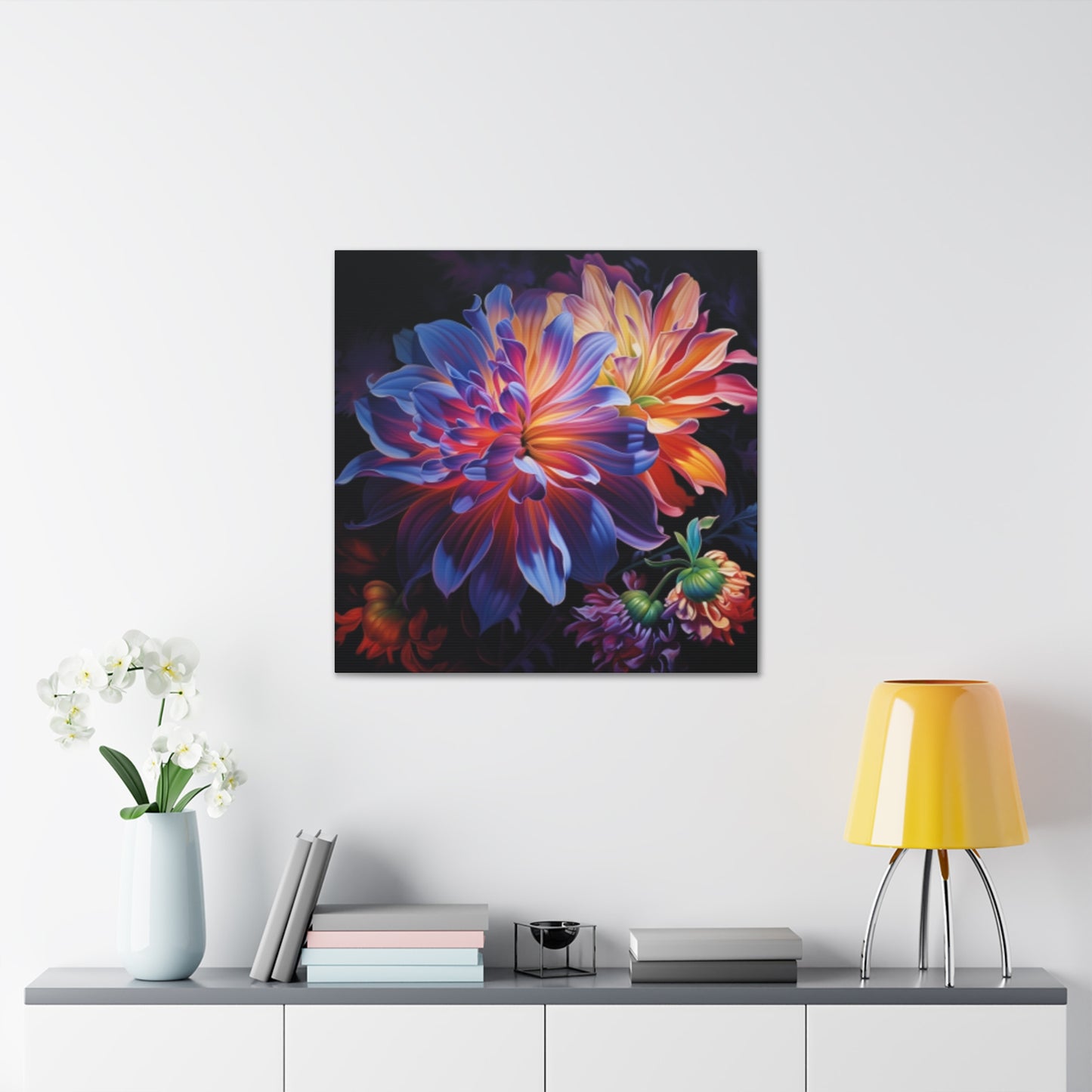 Fully Bloomed Glowing Flowers - Large Wall Art