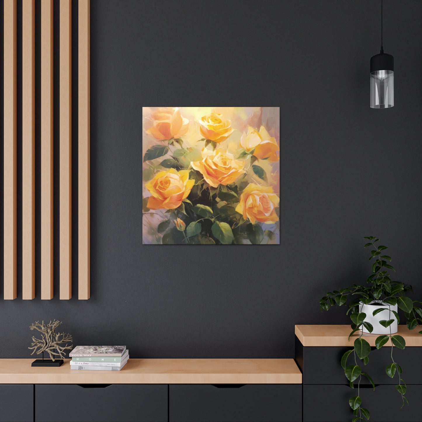 Beautiful Bouquet Of Blooming Yellow Roses- Large Wall Art