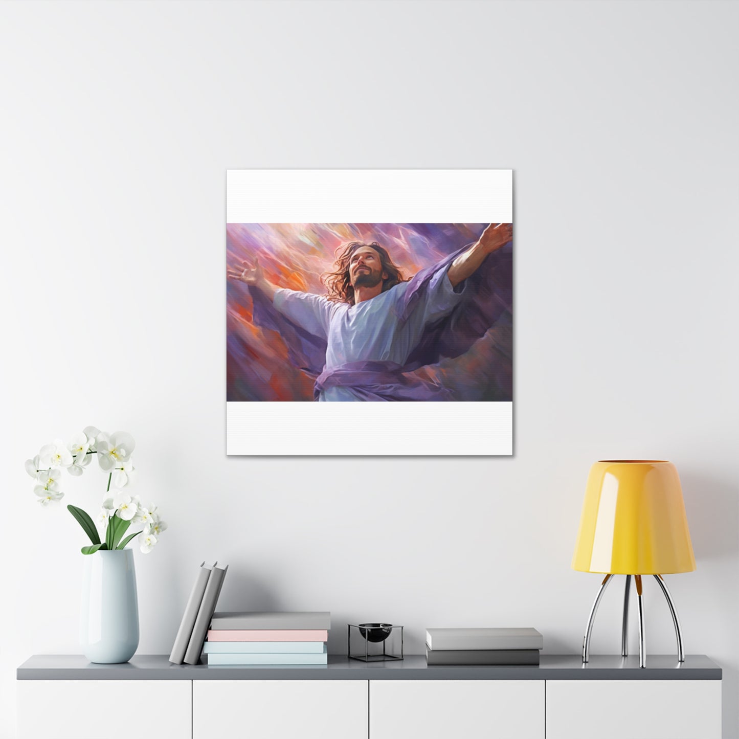 Jesus Surrounded By Purple And Light- Large Wall Art