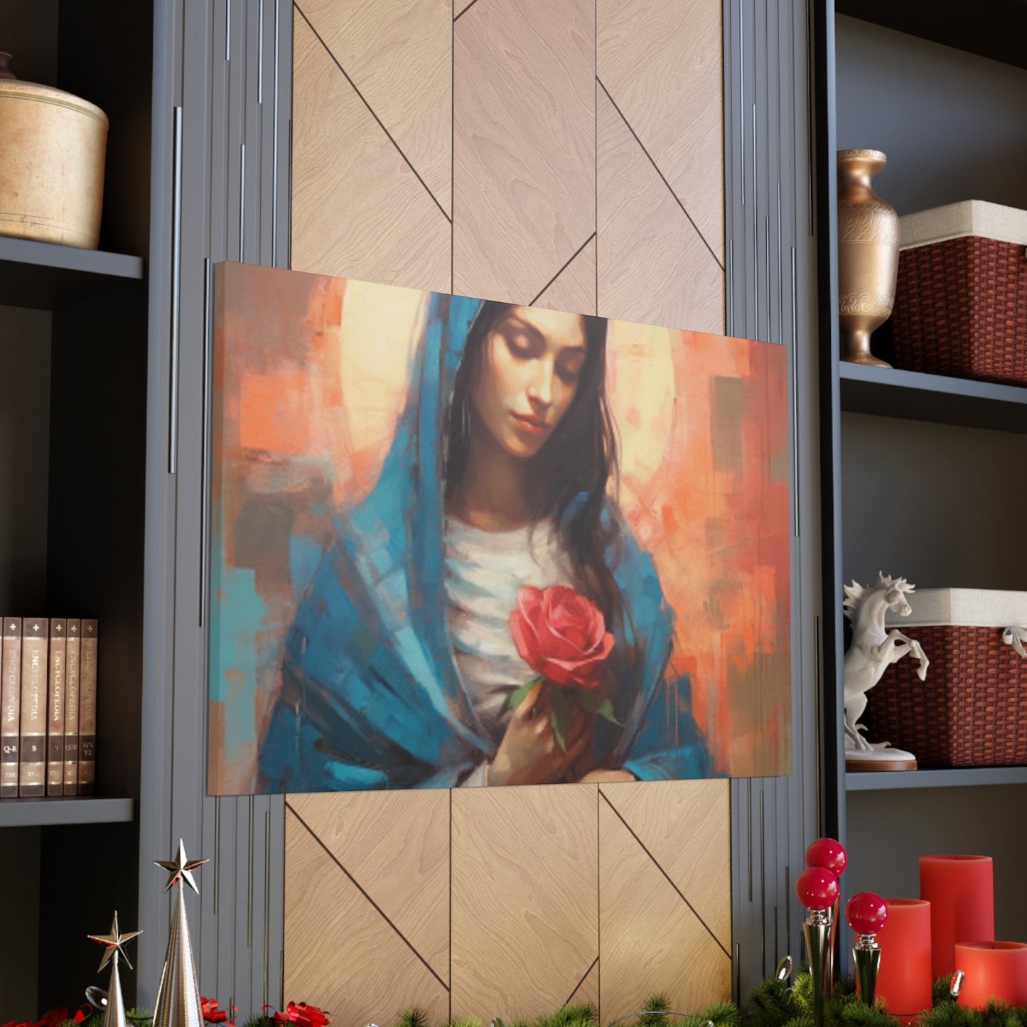 Kind Mother Mary With Golden Glow - Large Wall Art