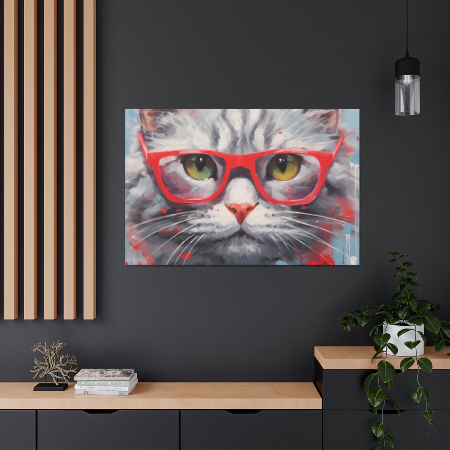 Furball Kitty In Red- Large Wall Art