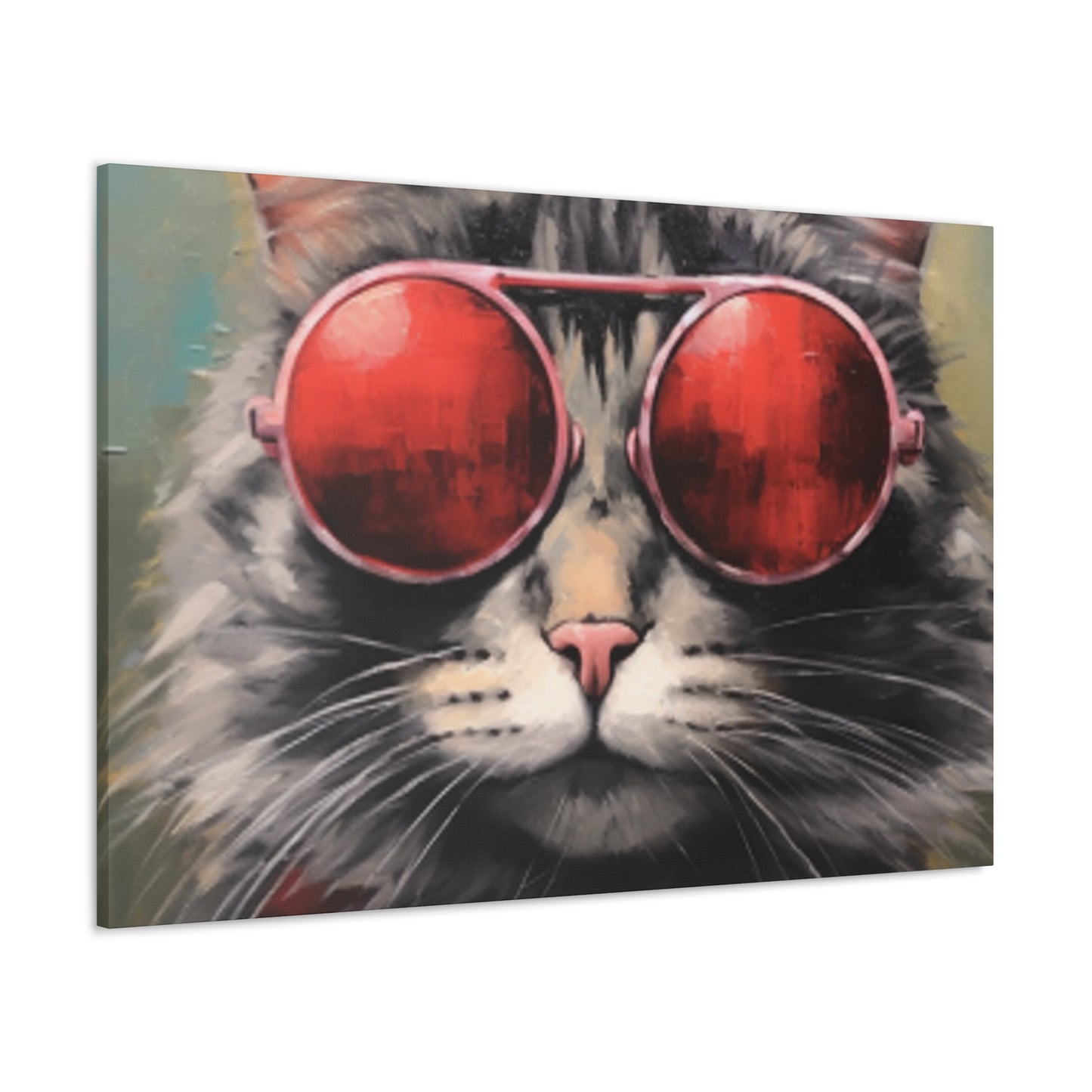 Red Shades On Fluffy Tabby Cat - Large Wall Art