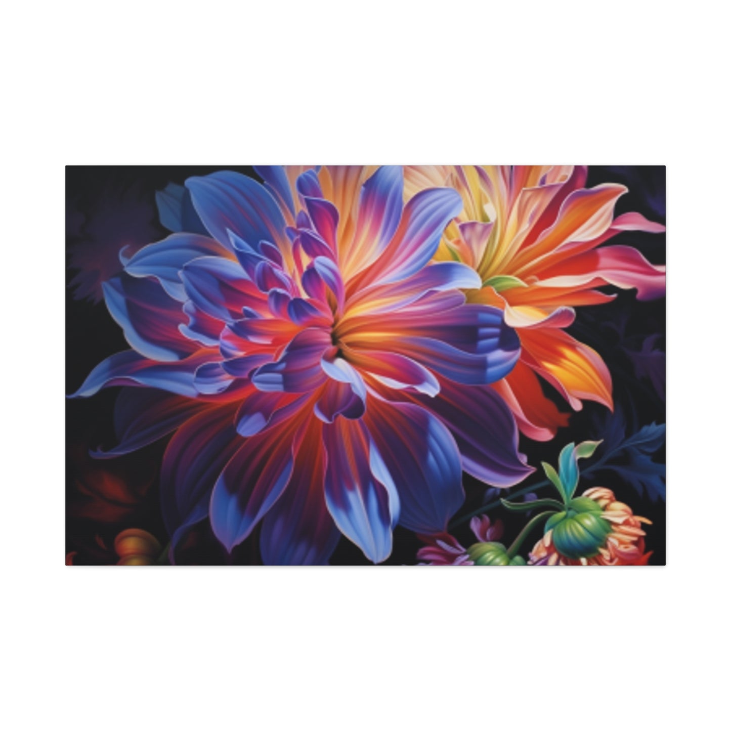 Fully Bloomed Glowing Flowers - Large Wall Art