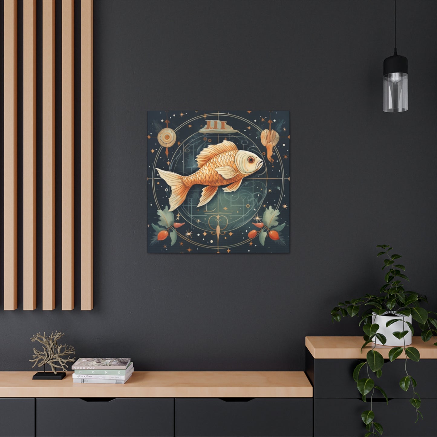 Lofi, Astrology, Pisces Fish - Large Wall Art