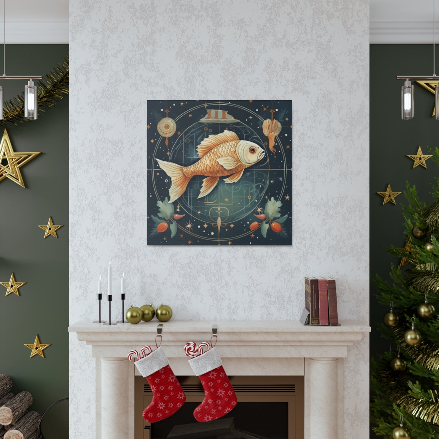 Lofi, Astrology, Pisces Fish - Large Wall Art