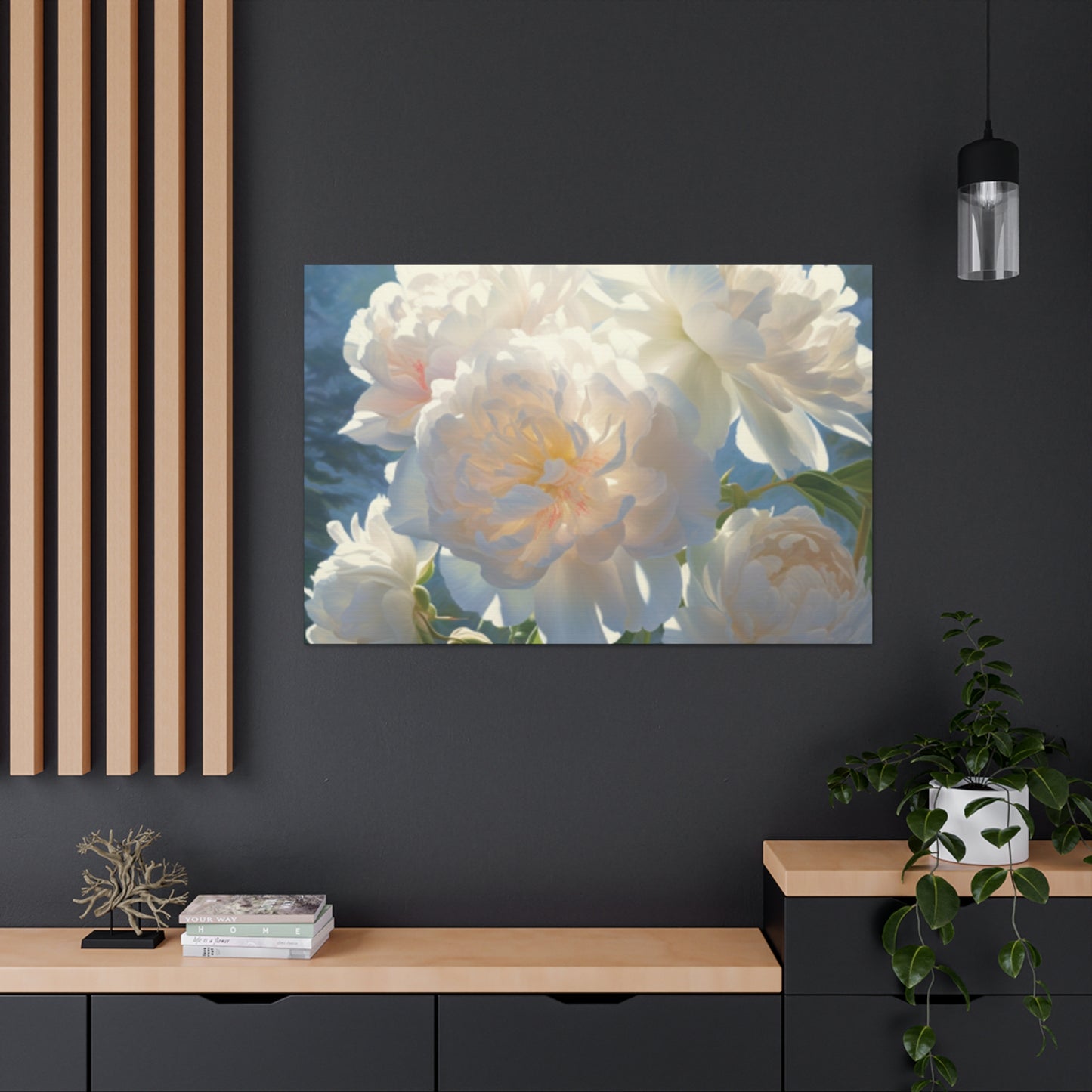 Blooming White Peonies In The Sun- Large Wall Art