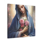 Heavenly Glow Around The Virgin Mary Holding Pink Roses - Large Wall Art