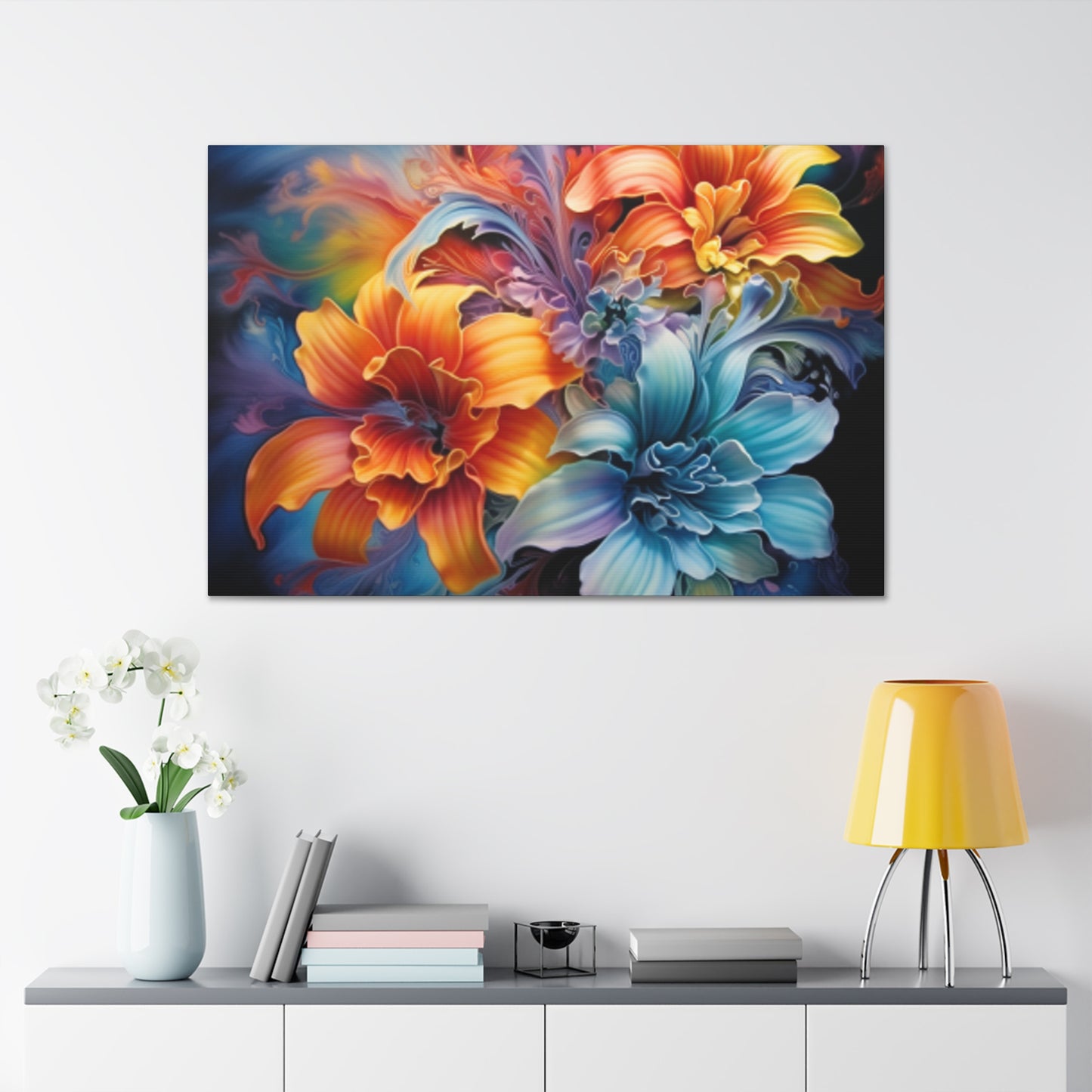 Soft Psychedelic, Glowing Flowers  - Large Wall Art