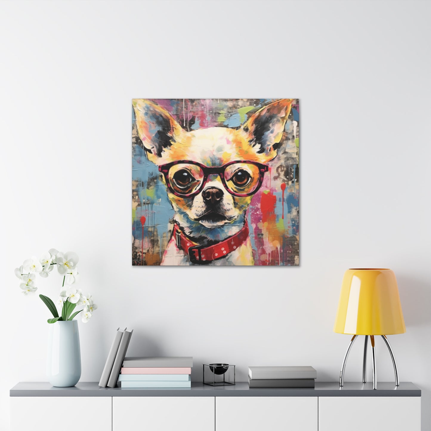 Brown Eye Chihuahua In Glasses - Large Wall Art