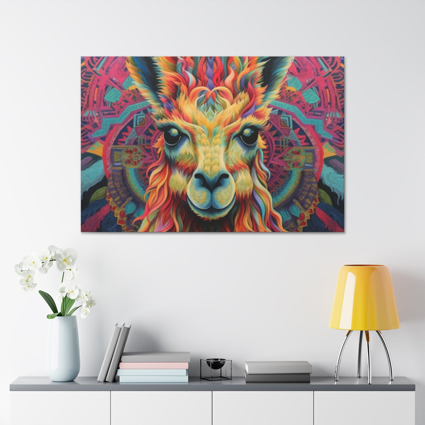 So Much Color Drama On This Llama- Large Wall Art