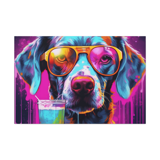 Groovy Dog In Gold Glasses Ready To Chill- Large Wall Art