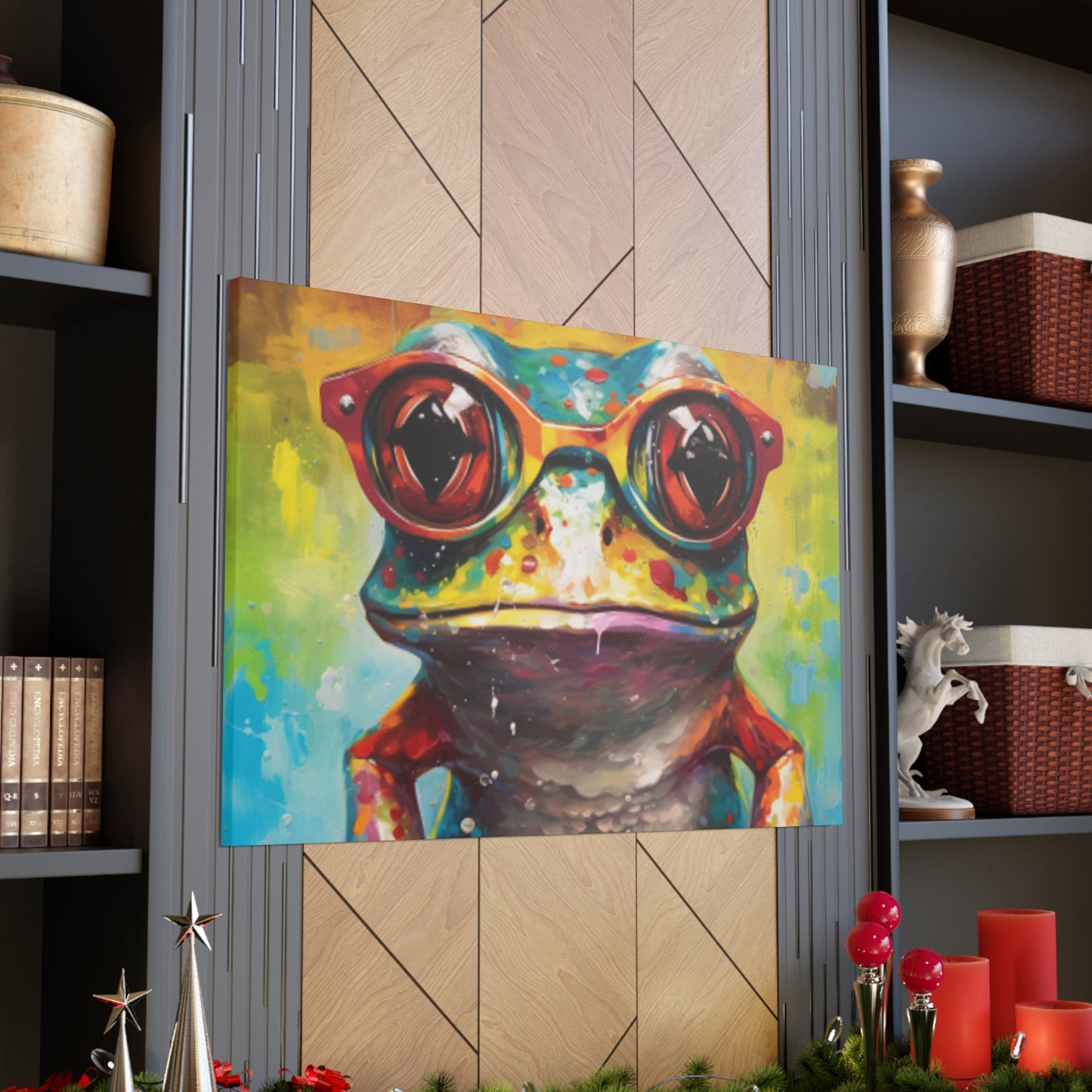 Bold Colored Frog In Bold Glasses - Large Wall Art