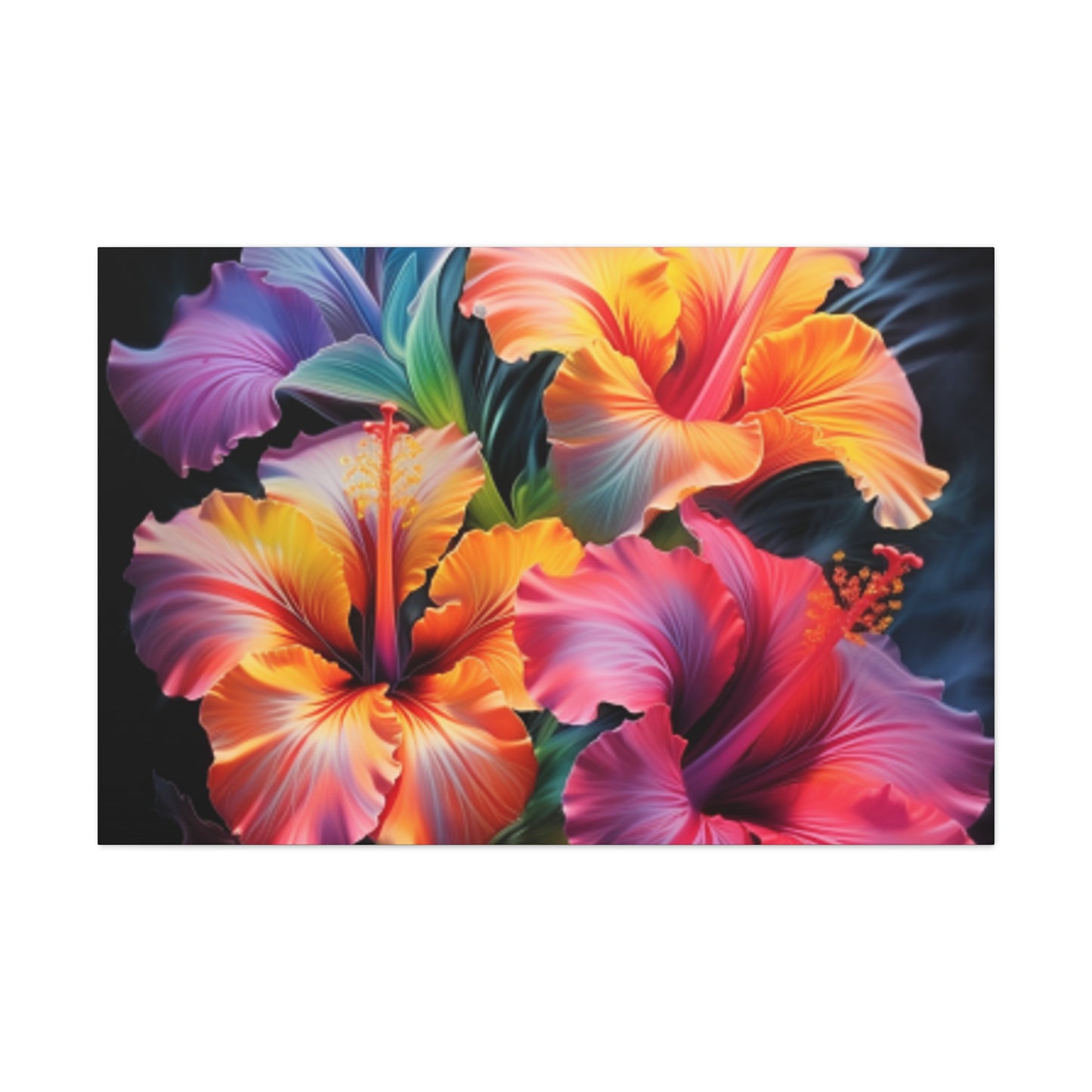 Pretty Colored Glowing Hibiscus  - Large Wall Art