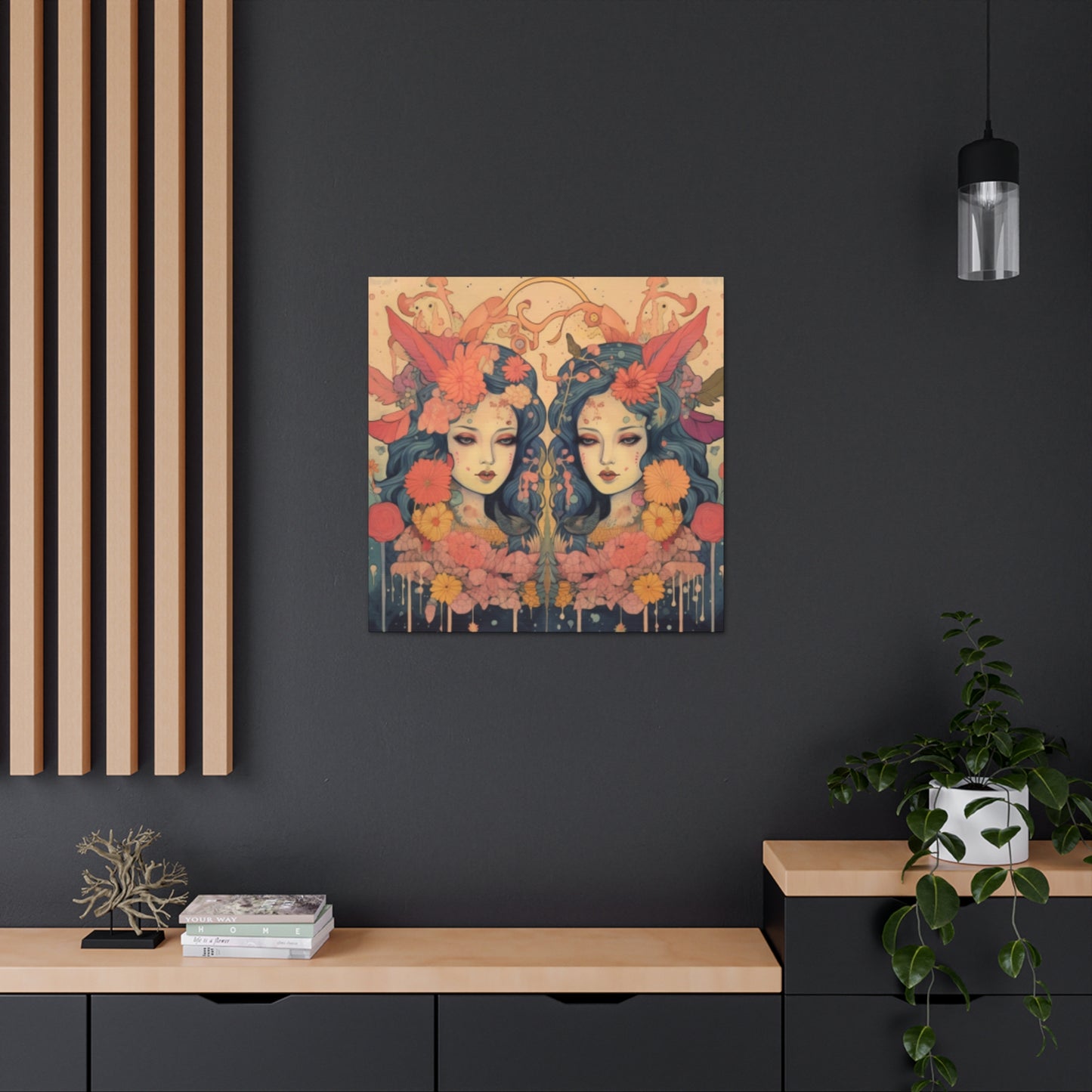 Lofi Astrology Serious Gemini Babes- Large Wall Art