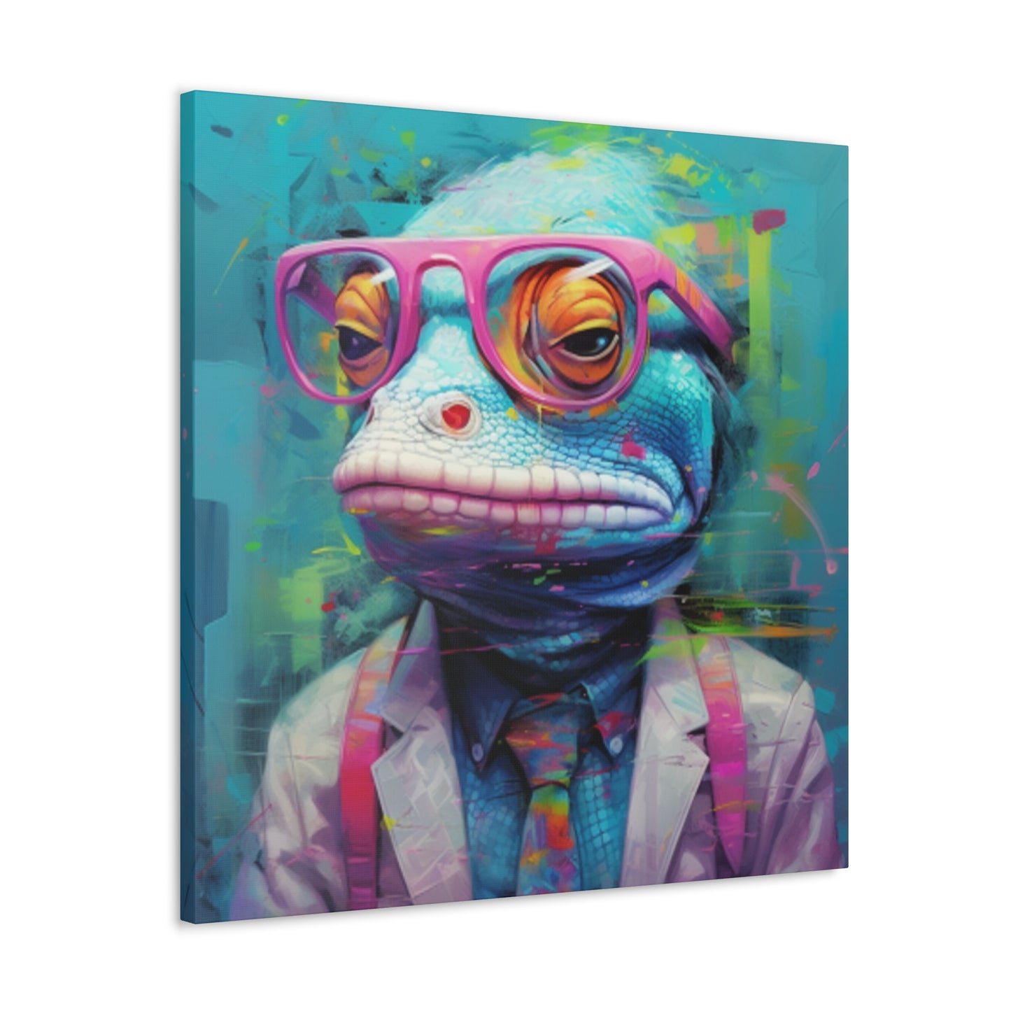 Moody Lizard Dude With Blue Background - Large Wall Art