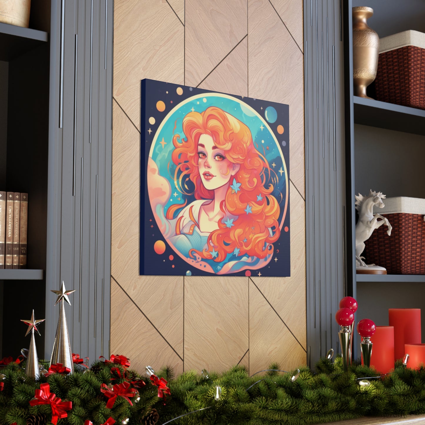 Lofi Aquarius Girl, Stars In Her Hair- Large Wall Art